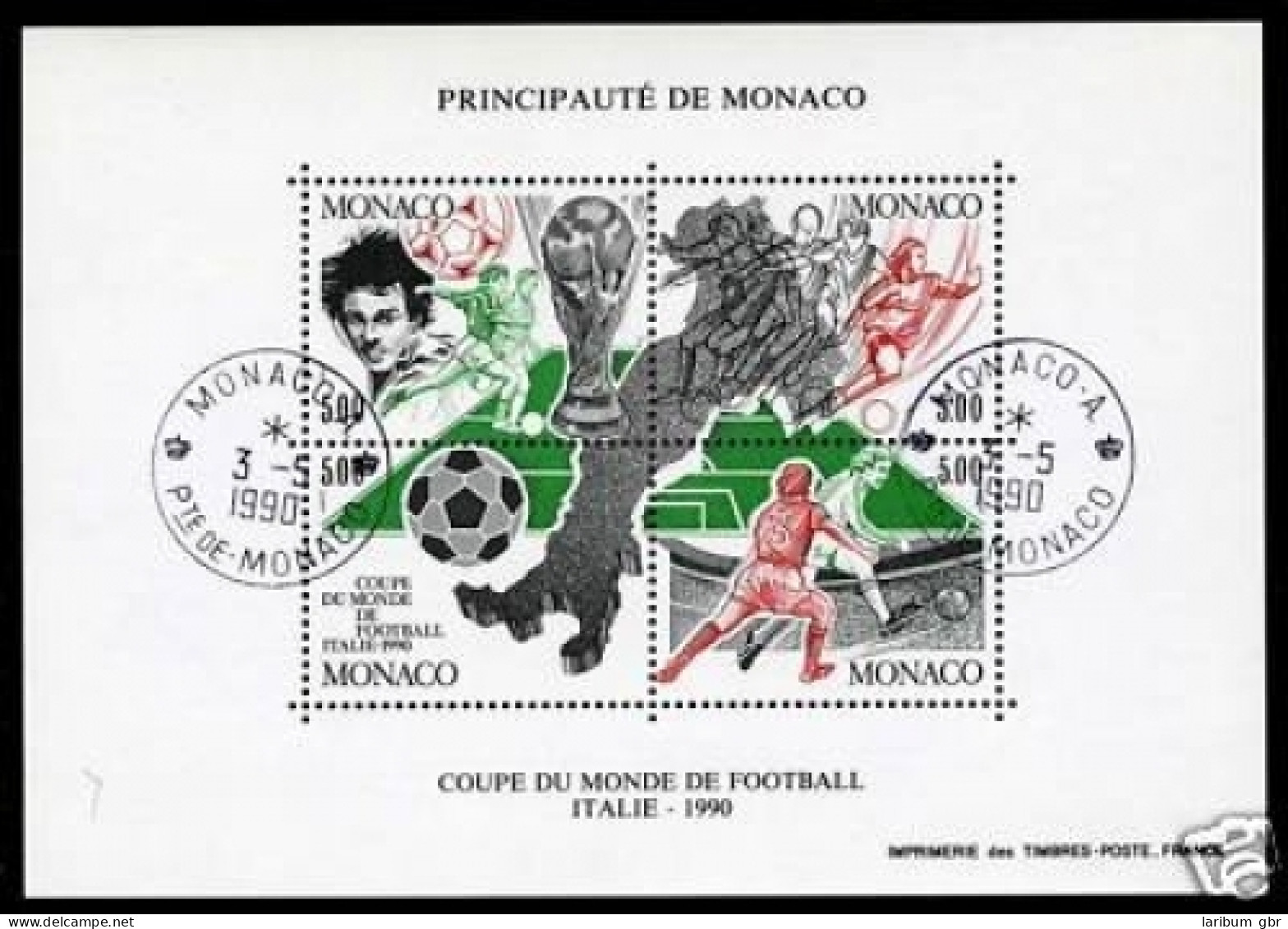 Monaco Block 48 Gestempelt Ersttagsstempel Fußball #JS336 - Otros & Sin Clasificación