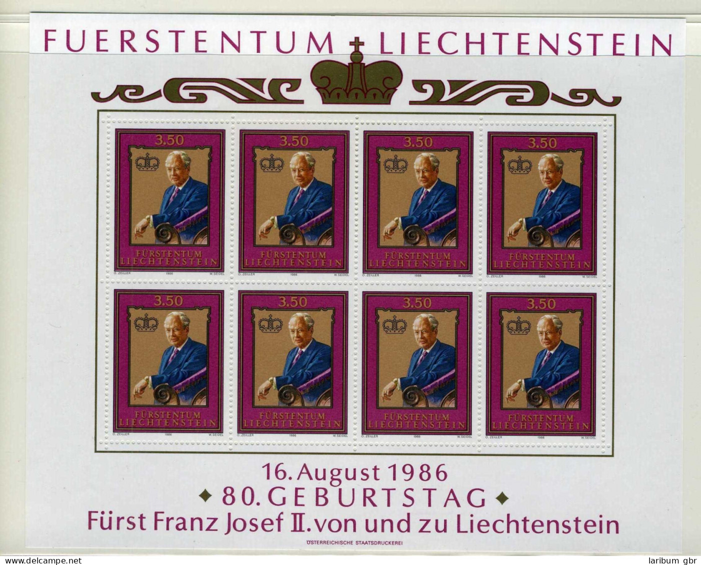 Liechtenstein Kleinbogen 903 Postfrisch Fürstenhaus #JE903 - Andere & Zonder Classificatie