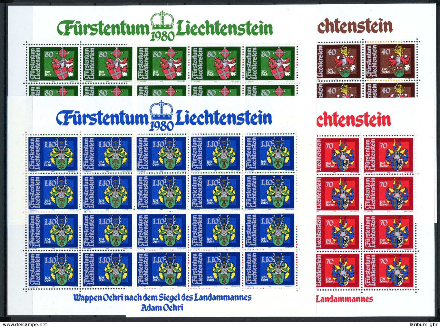 Liechtenstein Kleinbögen 743-746 Postfrisch Wappen #JD389 - Sonstige & Ohne Zuordnung