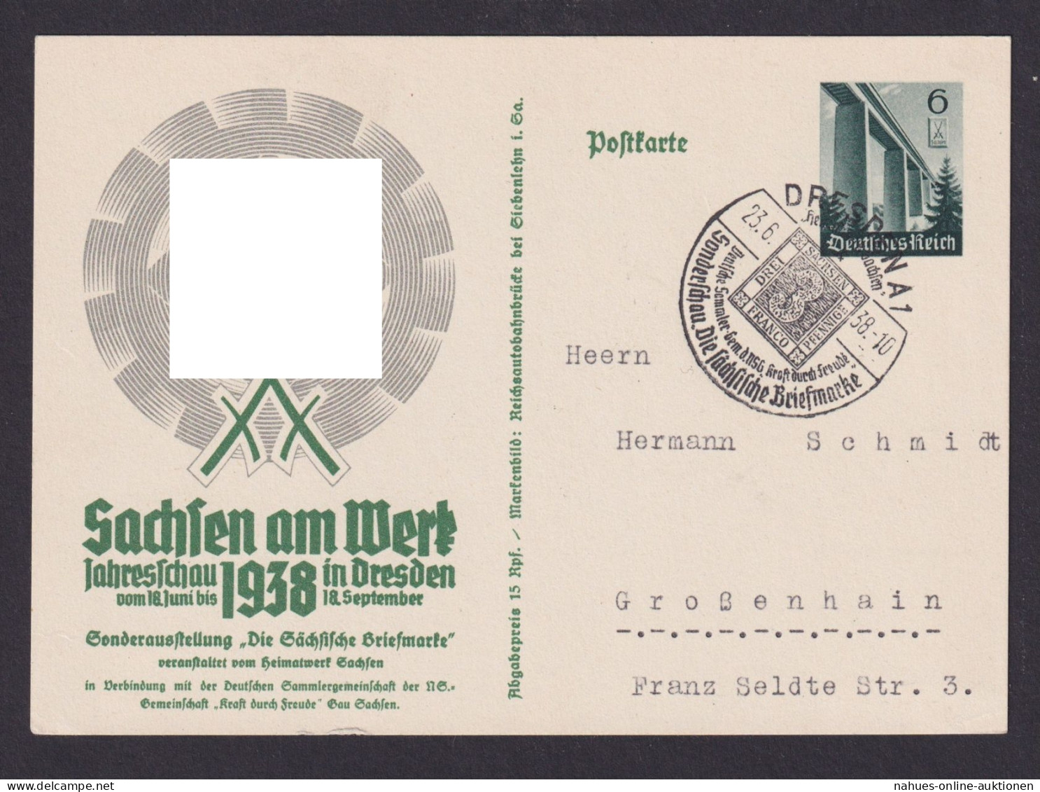 Briefmarken Deutsches Reich Ganzsache Sachsen Am Werk SST Dresden Philatelie - Cartas & Documentos