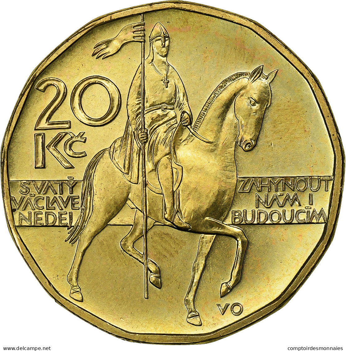 République Tchèque, 20 Korun, 2002, Brass Plated Steel, SPL, KM:5 - Tchéquie