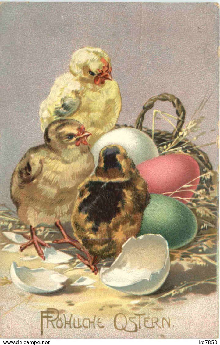 Ostern - Prägekarte - Chicken - Eier - Pascua