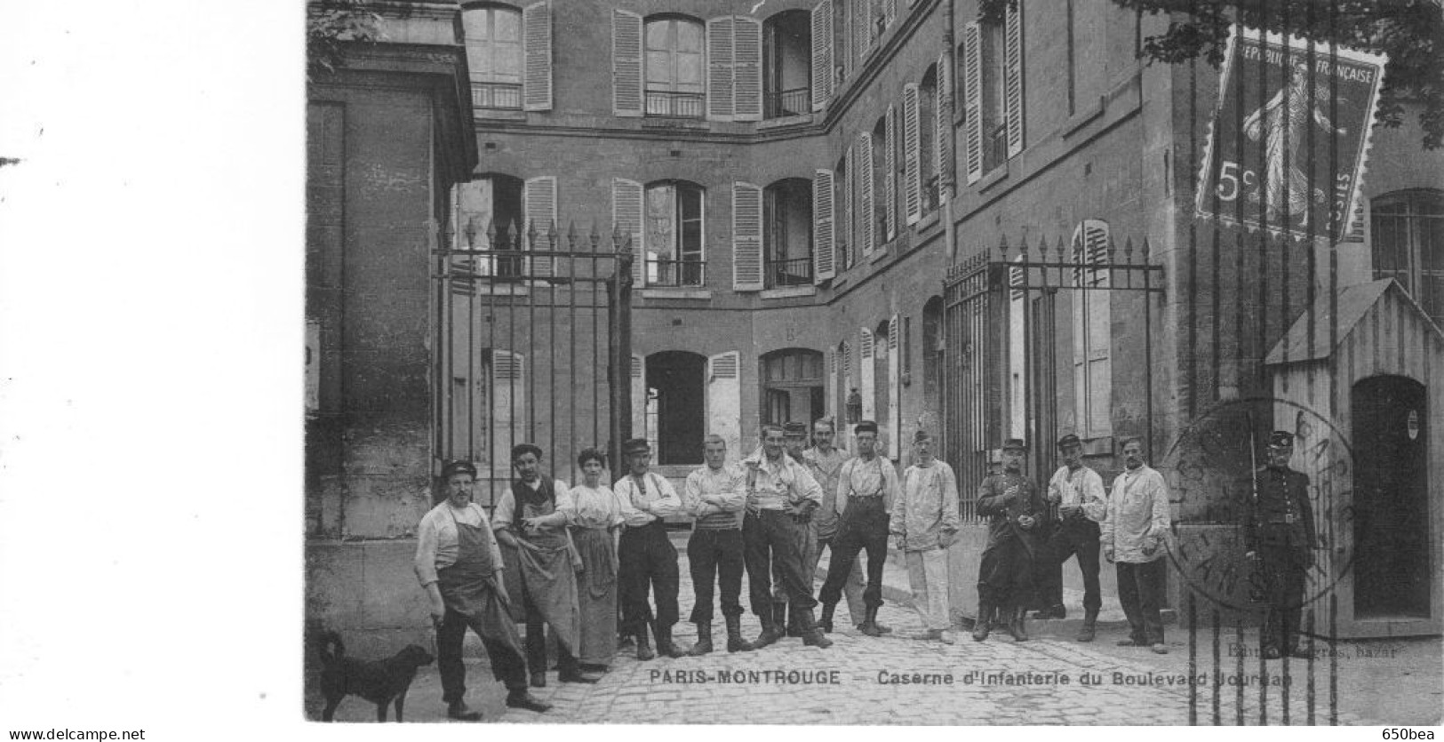 Paris-Montrouge.Caserne D'Infanterie Du Boulevard Jourdan.Oblitération Intéressante,lignes Horizontales(voir Scan) - Autres & Non Classés