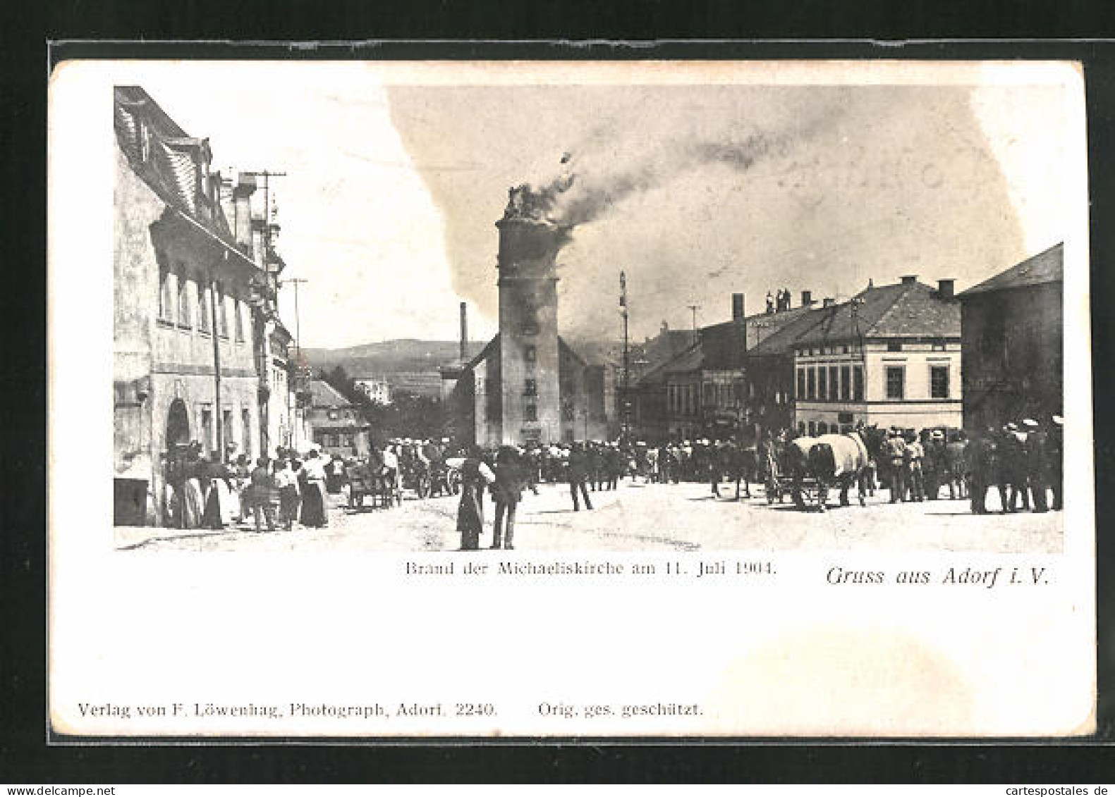 AK Adorf I. V., Brand Der Michaeliskirche Am 11. Juli 1904  - Rampen