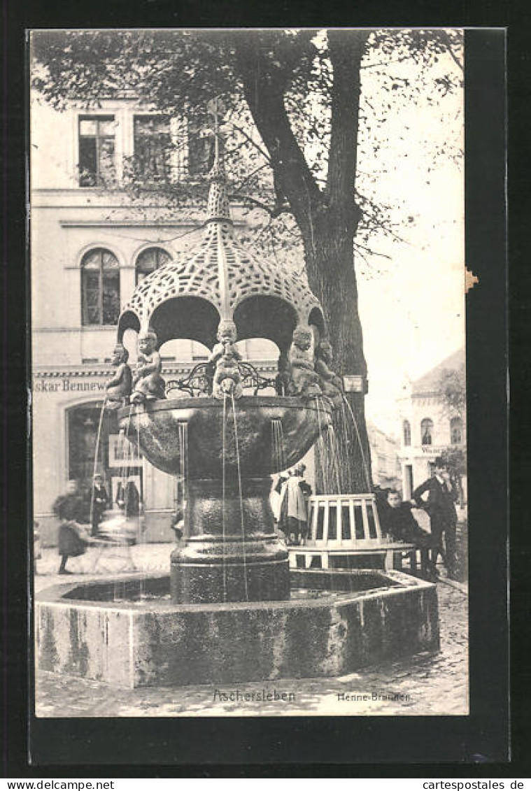 AK Aschersleben, Hennebrunnen Auf Dem Marktplatz  - Aschersleben