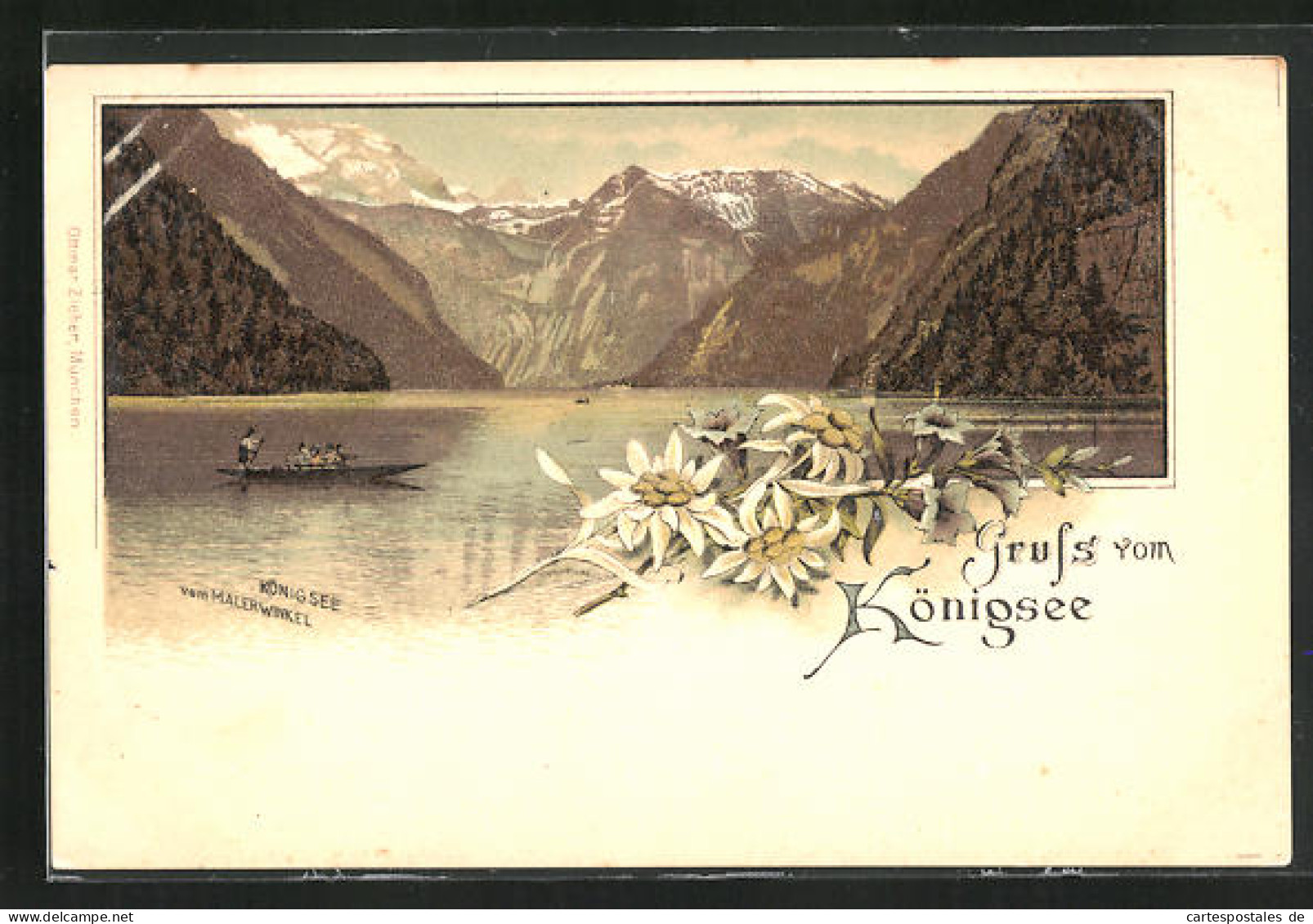 Lithographie Berchtesgaden, Fähre Auf Dem Königsee  - Berchtesgaden