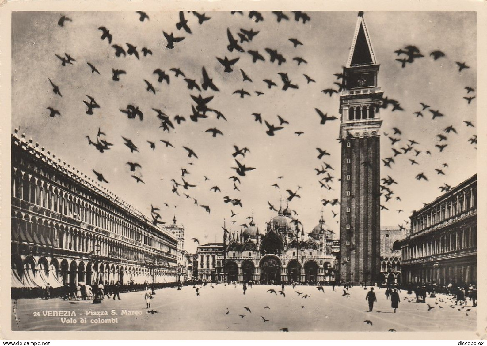 AD322 Venezia - Venezia - Piazza, Basilica E Campanile Di San Marco - Volo Di Piccioni / Viaggiata 1937 - Venetië (Venice)