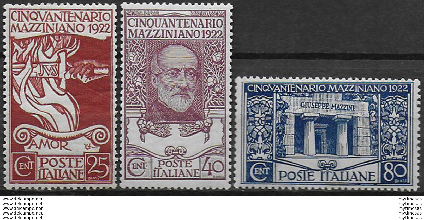 1922 Italia Mazzini 3v. Sup MNH Sassone N.128/30 - Andere & Zonder Classificatie