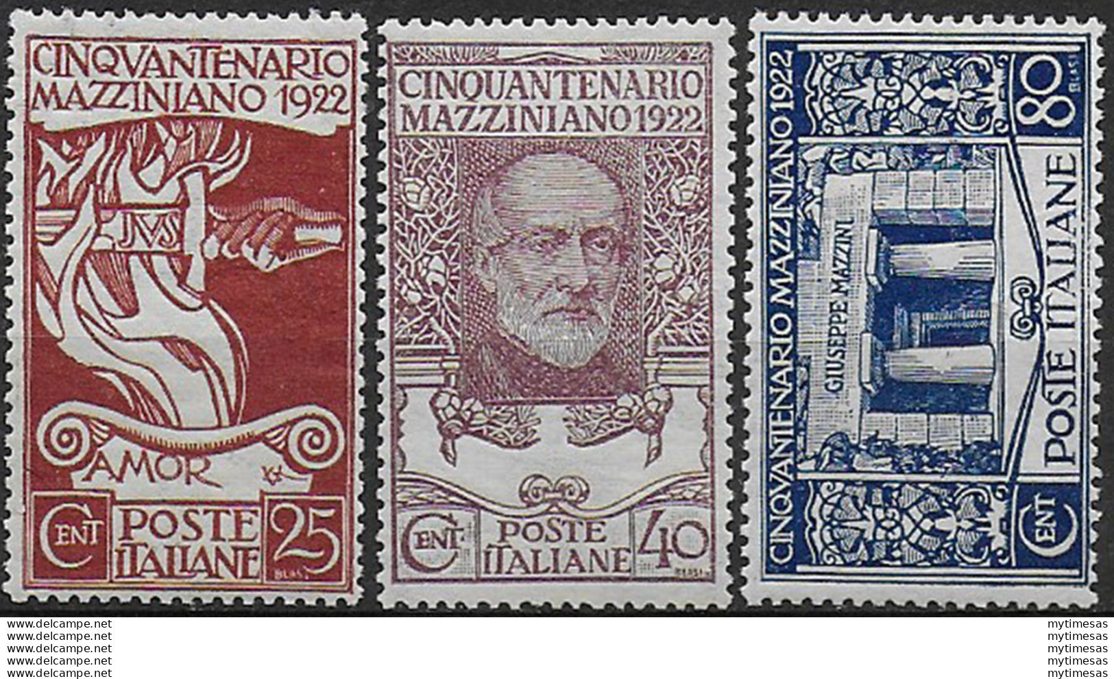 1922 Italia Mazzini 3v. MNH Sassone N.128/30 - Other & Unclassified