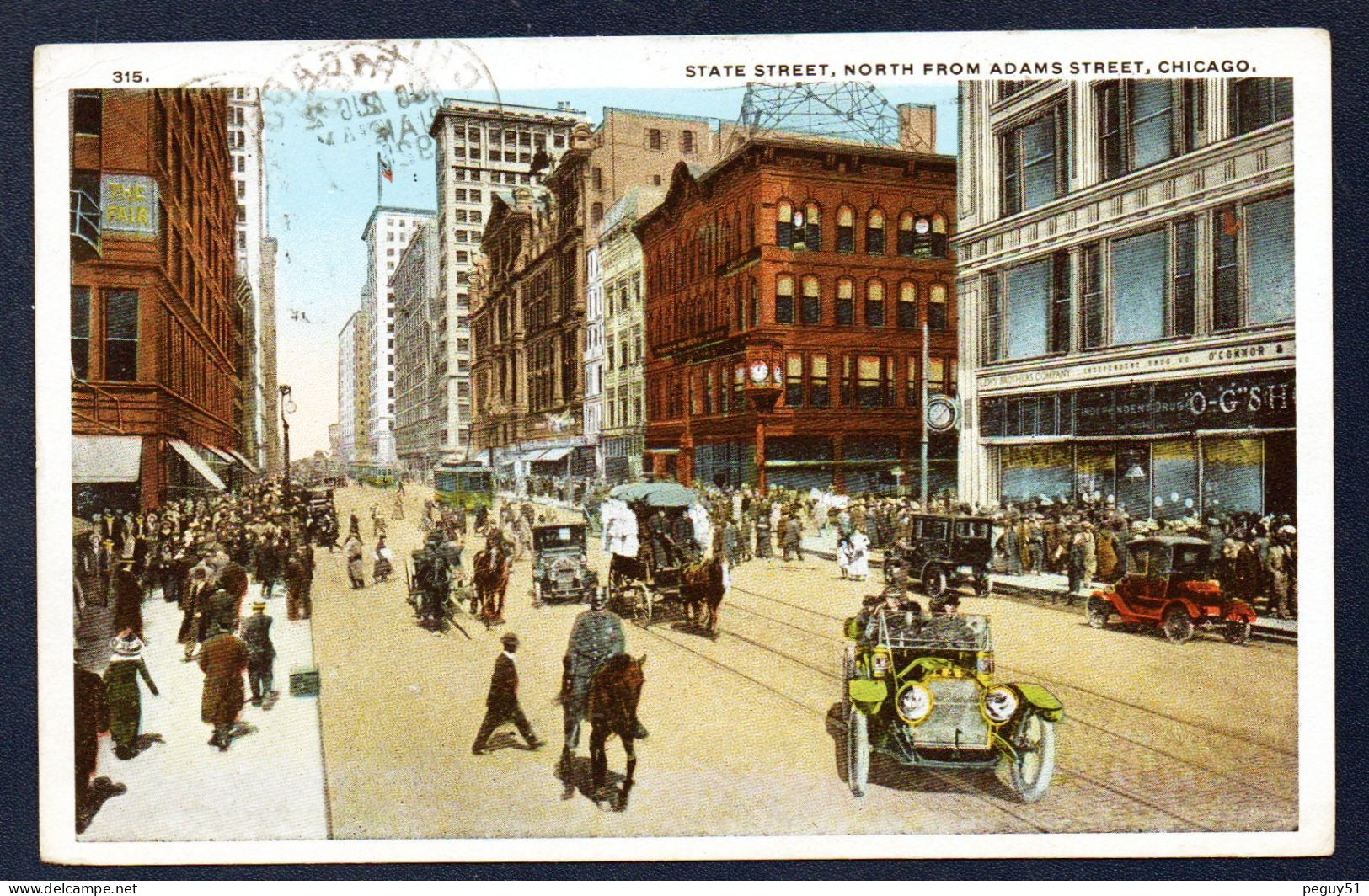 Illinois. Chicago. State Street. North From Adams Street. Lewy Brothers Company  Tramway, Voitures, Agent à Cheval.1921 - Chicago