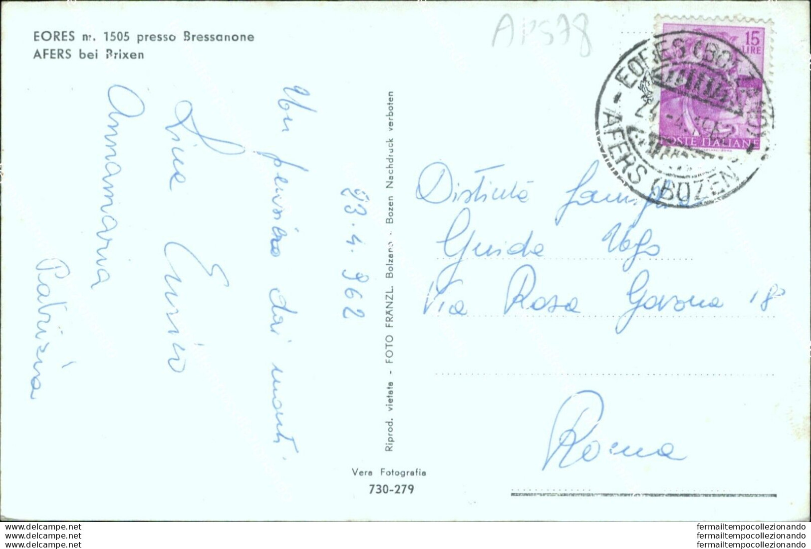 Ap578 Cartolina Fores Presso Bressanone Afers Bel Brixen Provincia Di Bolzano - Firenze