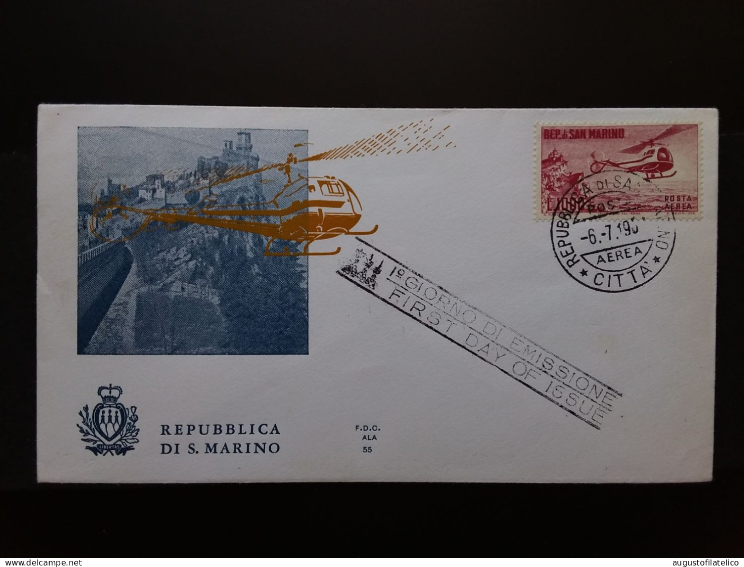 SAN MARINO - Elicottero 1961 + Spese Postali - FDC