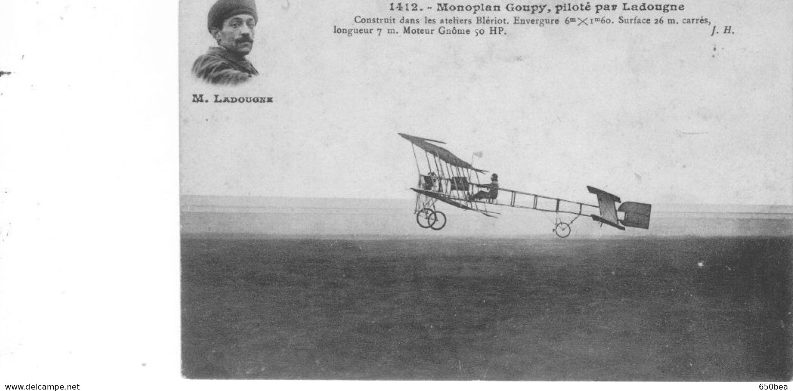 Monoplan Goupy(des Ateliers Blériot).Piloté Par Ladougne. - ....-1914: Précurseurs