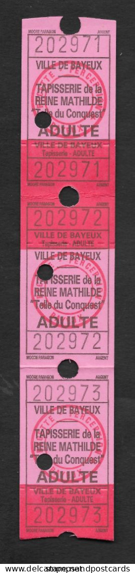 France 3 Tickets D'entrée Tapisserie De La Reine Mathilde Ville De Bayeux 3 Museum Tickets - Eintrittskarten