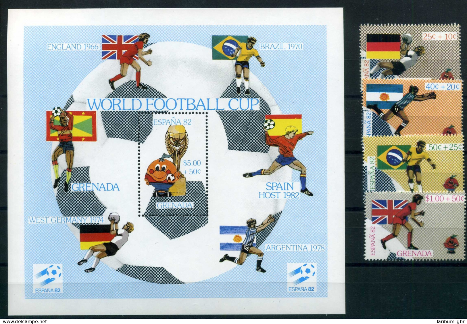 Fußball Grenada MiNr 1124-27 + Block 100 ** #GE408 - Grenada (1974-...)