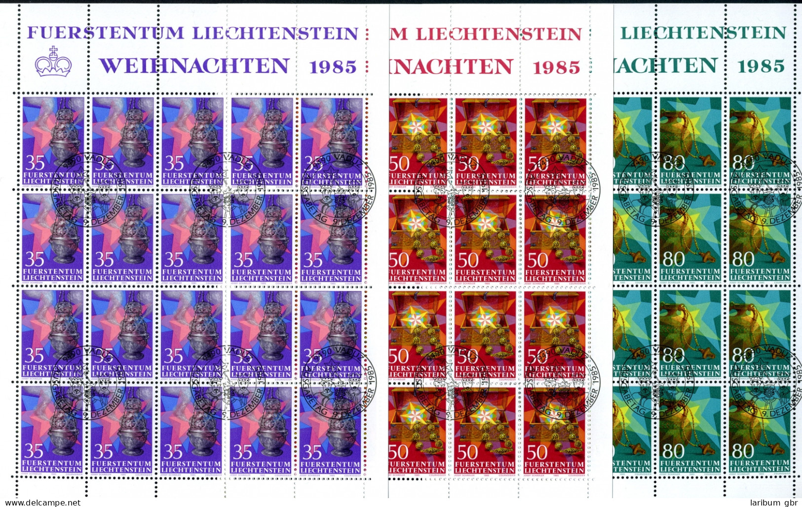 Liechtenstein Kleinbögen 884-886 Weihnachten Ersttagssonderstempel #JG401 - Sonstige & Ohne Zuordnung