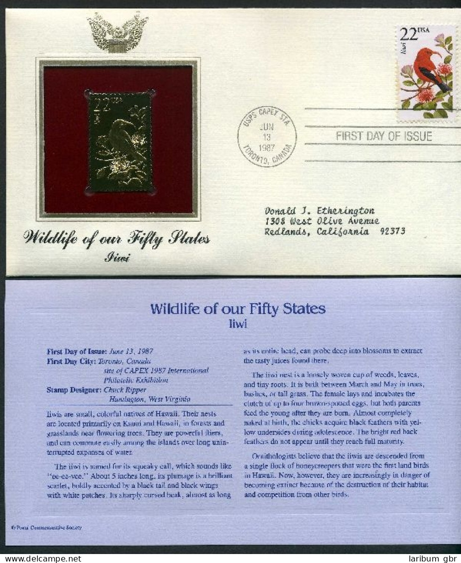 USA 1908 Vögel Goldmarke Ersttagesbrief/FDC #Vög786 - Altri & Non Classificati