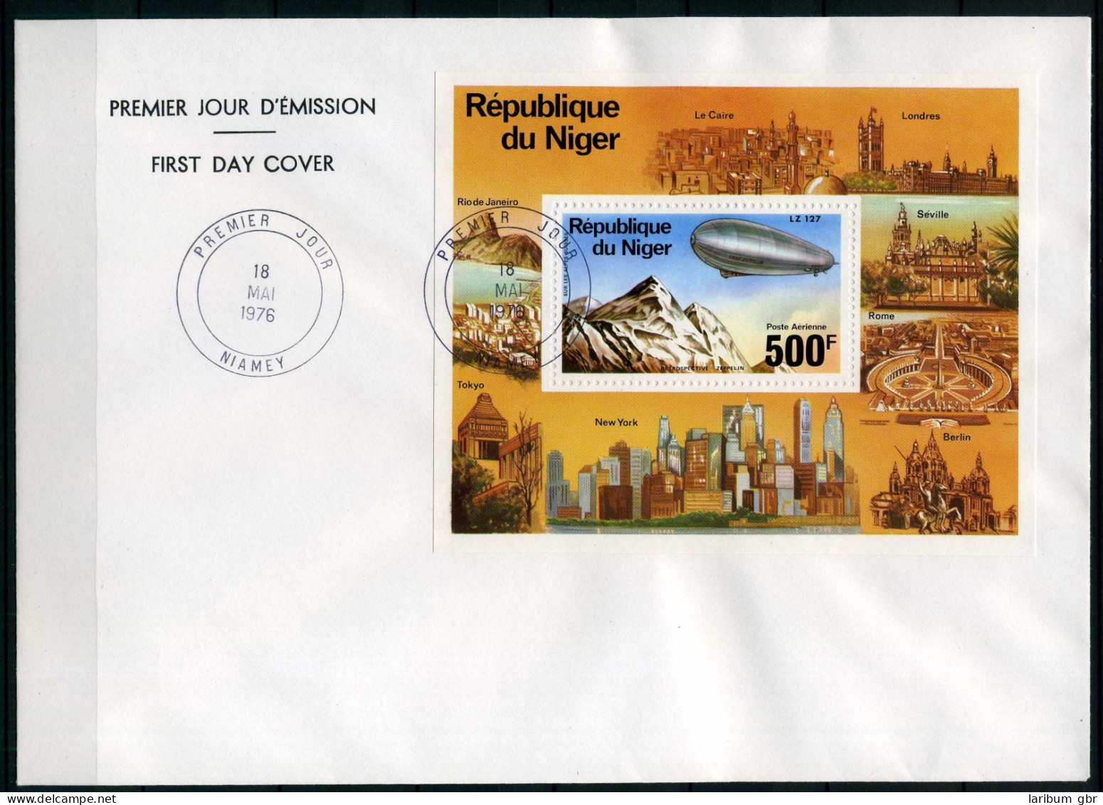 Niger Block 14 Zeppelin Ersttagesbrief/FDC #GO657 - Niger (1960-...)