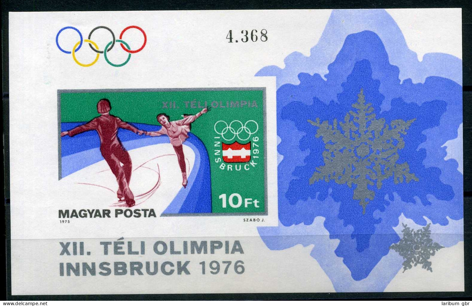 Ungarn Block 116 B Postfrisch Olympiade 1976 Innsbruck #JJ432 - Autres & Non Classés