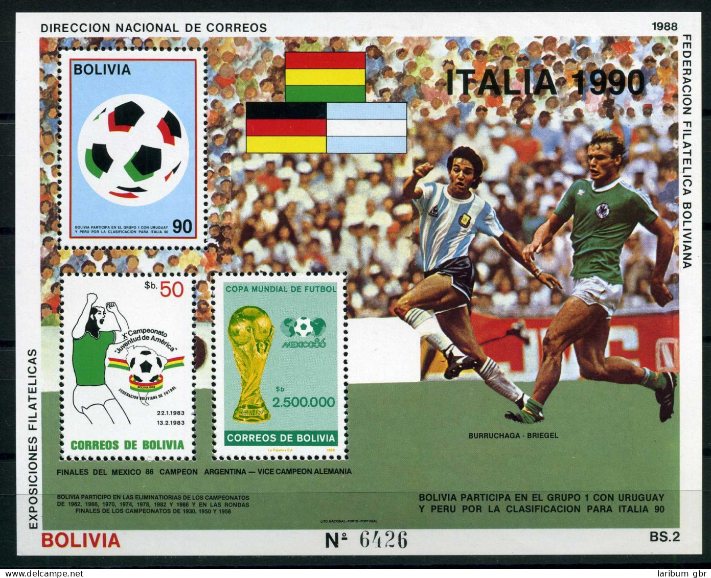 Bolivien Block 177 Postfrisch Fußball WM 1990 #GE422 - Bolivie