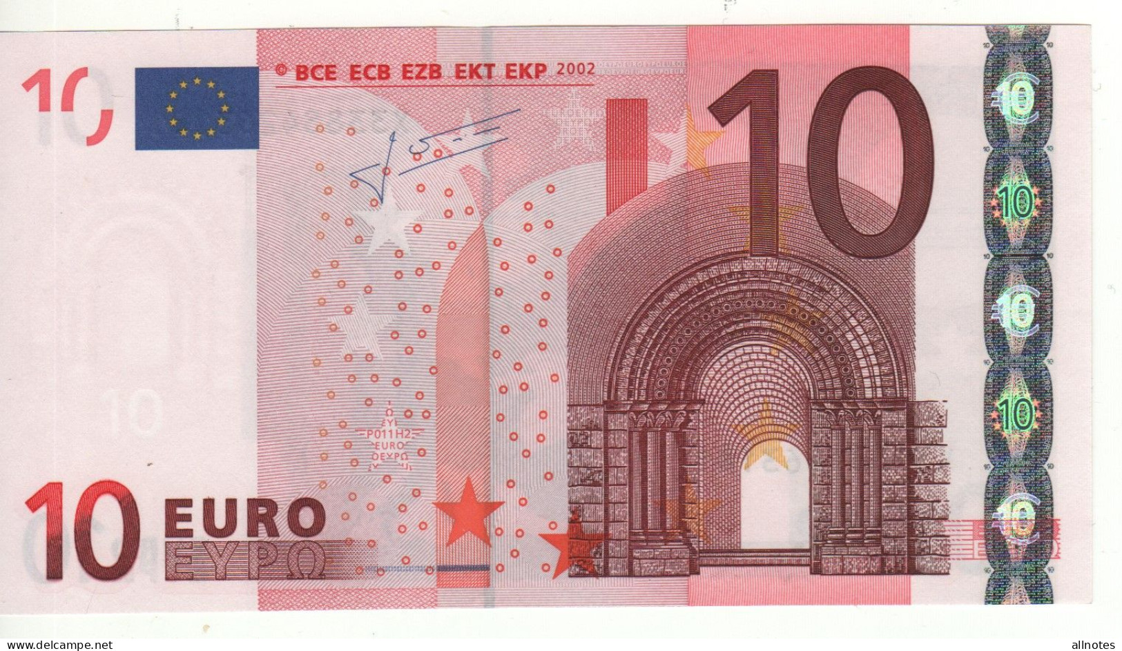 10 EURO  "X"    Firma Trichet     P 011 H2   X33   /  FDS - UNC - 10 Euro