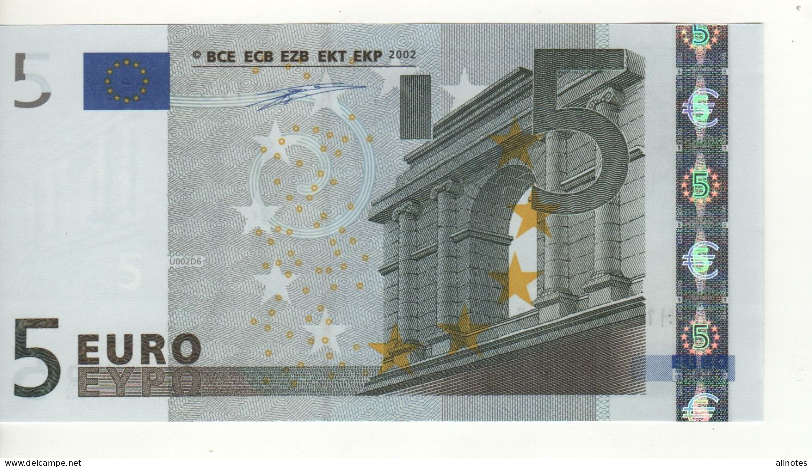 5 EURO  "M" Portogallo    Firma Duisenberg    U 002 D6 /  FDS - UNC - 5 Euro