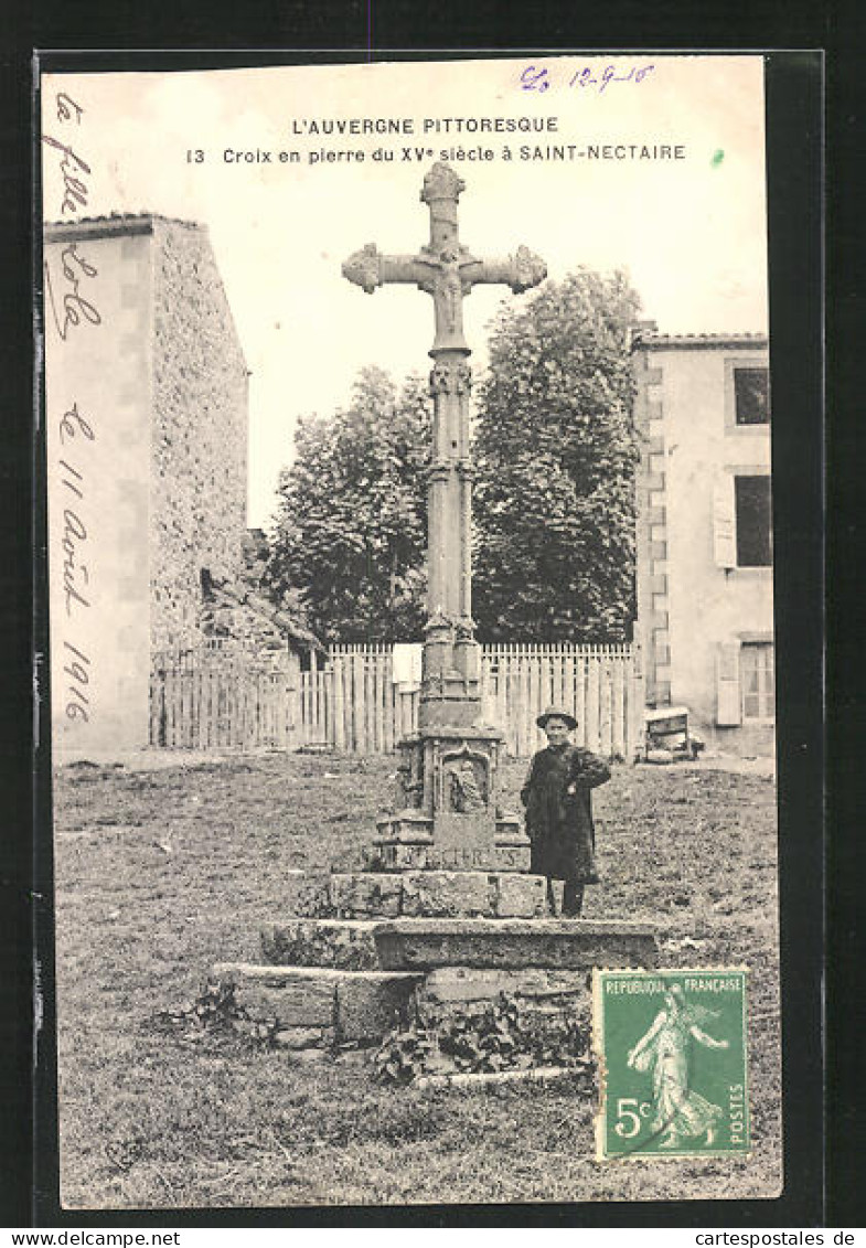 CPA Saint-Nectaire, Croix En Pierre Du XV Siècle  - Other & Unclassified