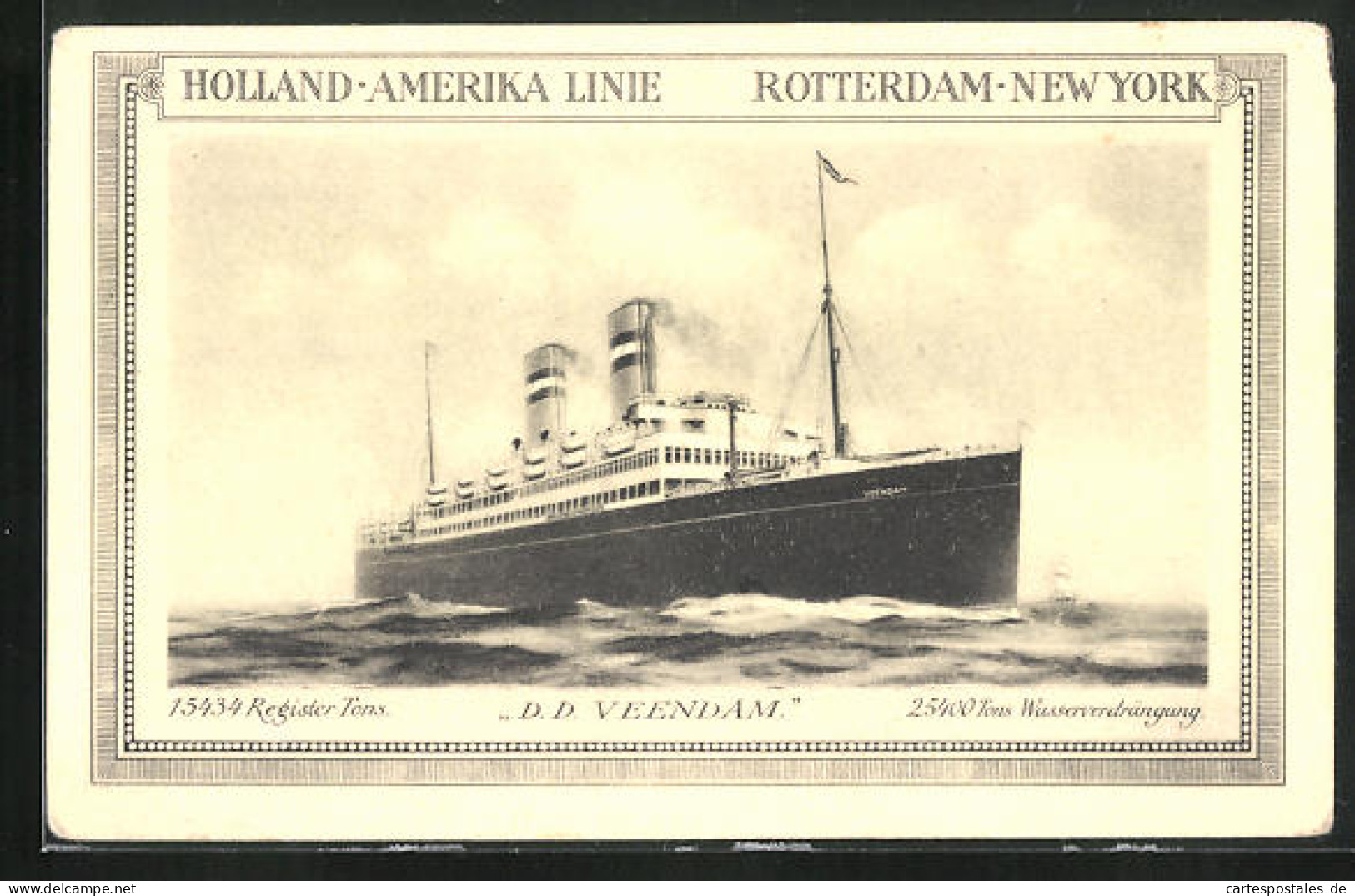 AK Passagierschiff D. D. Veendam, Linie Rotterdam - New York  - Paquebots
