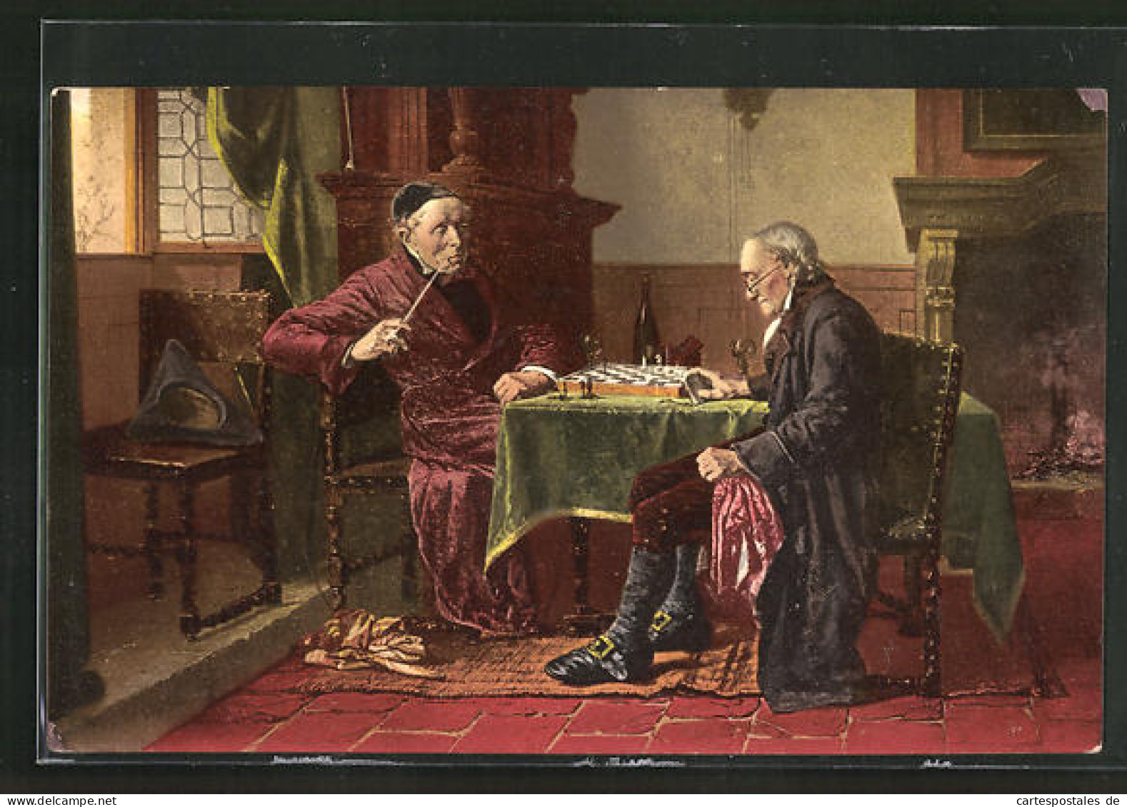 Künstler-AK South Kensigton, Checkmate, Zwei ältere Herren Spielen Schach  - Chess
