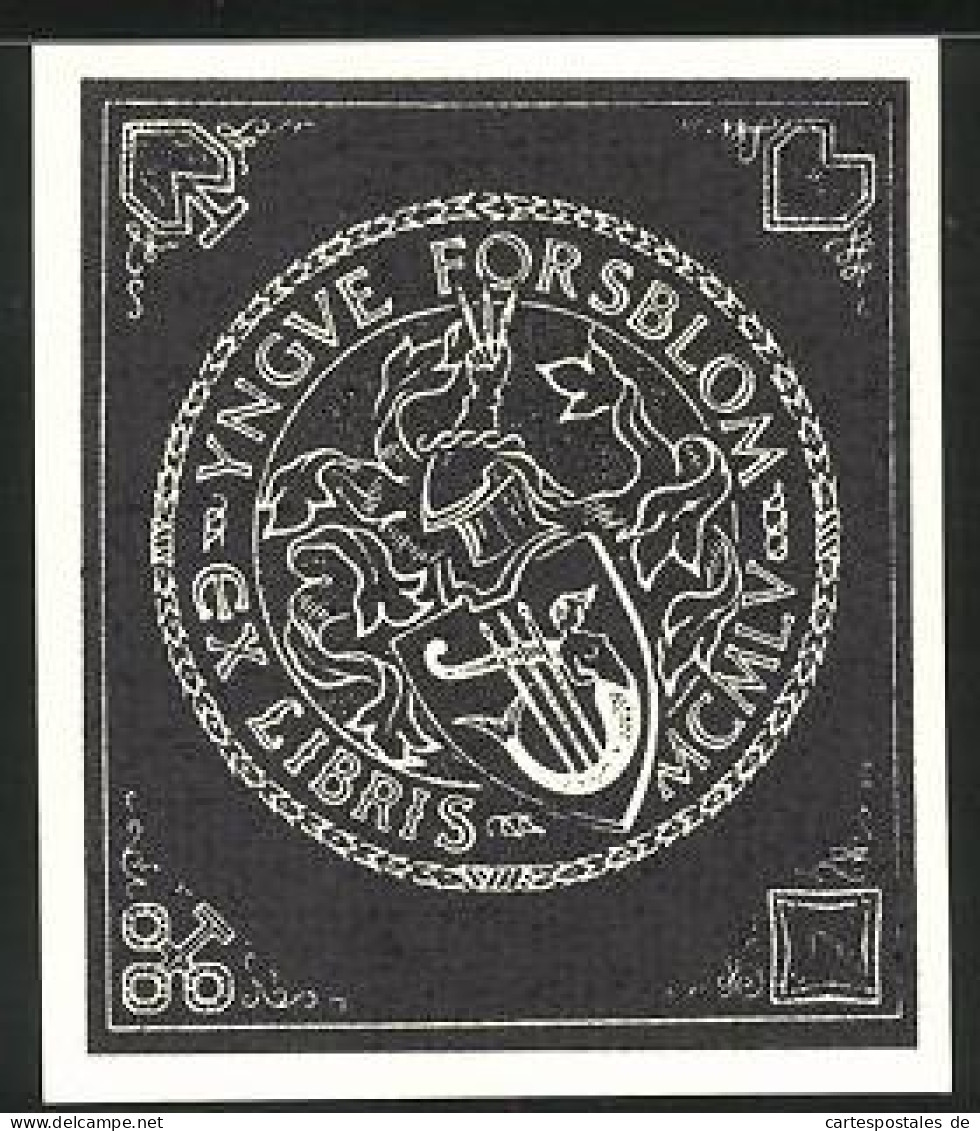 Exlibris Yngve Forsblom, Ritter Mit Schild  - Ex-Libris