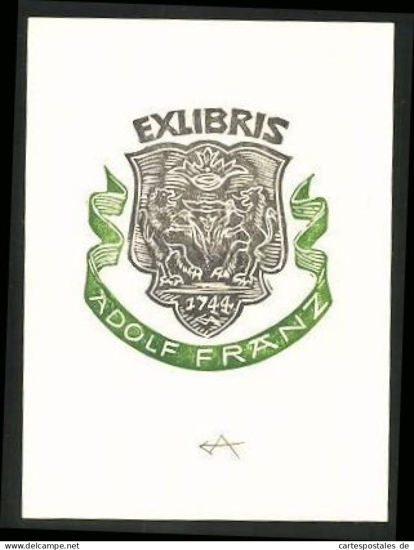 Exlibris Adolf Franz, Wappen Mit Wölfen  - Ex-libris