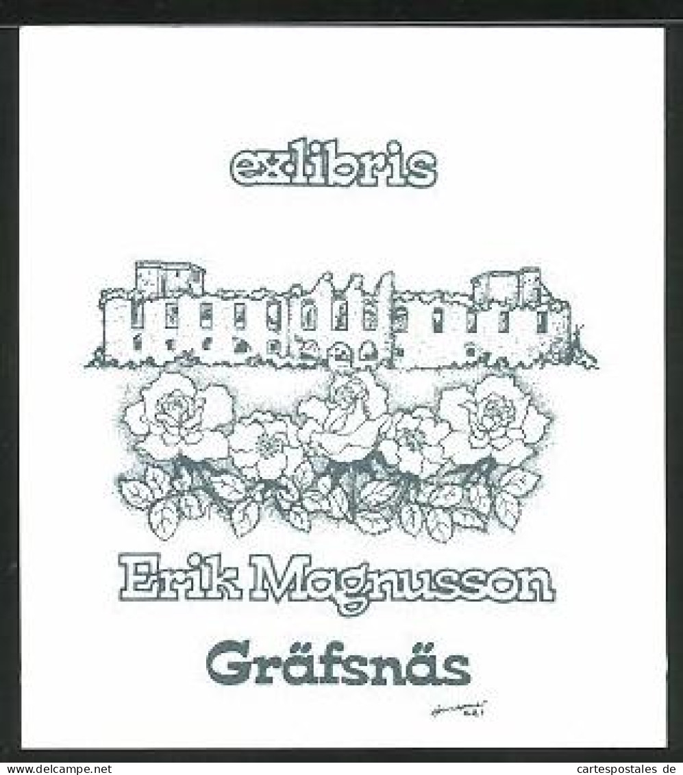 Exlibris Erik Magnusson, Alte Burgruine Und Rosenhain  - Ex-libris