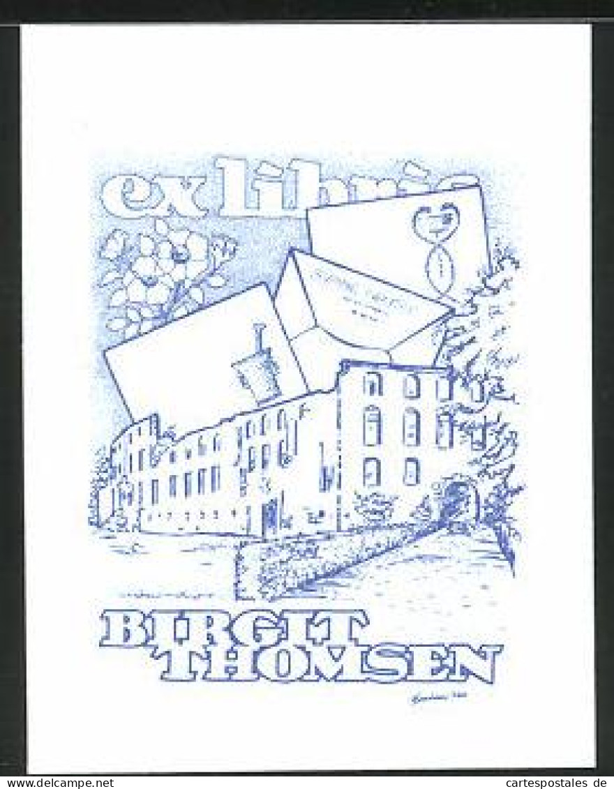 Exlibris Birgit Thomsen, Burgfassade, Briefe  - Bookplates