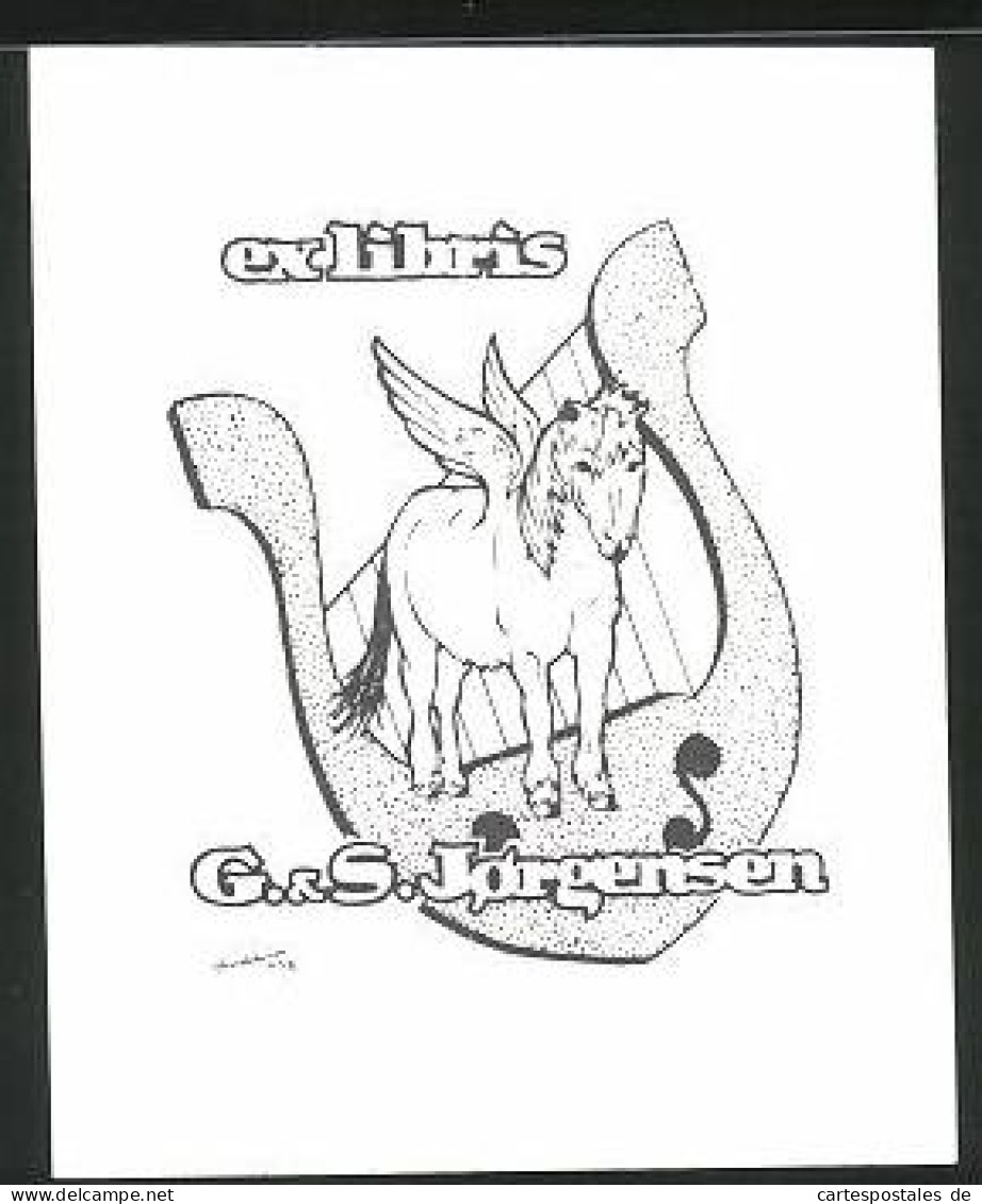 Exlibris G. & S. Jorgensen, Pegasus & Lyra  - Ex Libris