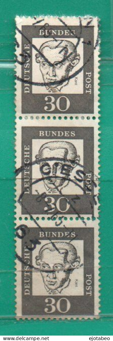 80 ALEMANIA FEDERAL(OCCIDENTAL) 227 X 3 En Tira Vertical YT  Usados TT: Personalidades , Kant - Oblitérés