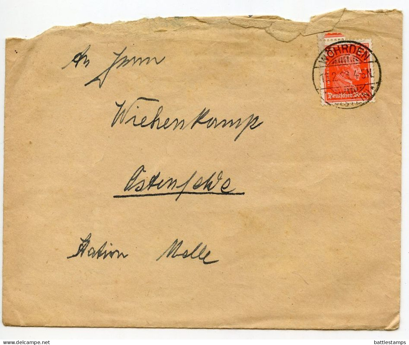 Germany 1928 Cover & Letter; Wöhrden To Ostenfelde; 15pf. Immanuel Kant - Covers & Documents