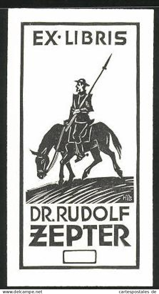 Exlibris Dr. Rudolf Zepter, Ritter Mit Lanze Und Pferd  - Ex Libris