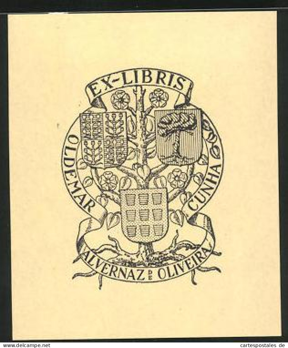 Exlibris Alvernaz De Oliveira, Wappen, Baum  - Exlibris