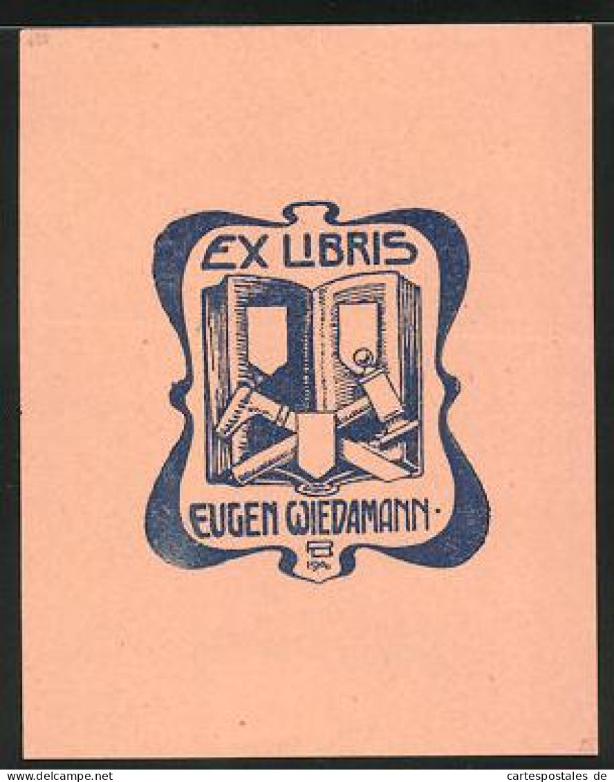 Exlibris Eugen Wiedemann, Hammer Und Säge Mit Buch  - Bookplates