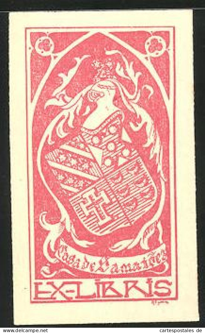 Exlibris Casa De Samaires, Wappen Mit Ritterhelm  - Bookplates