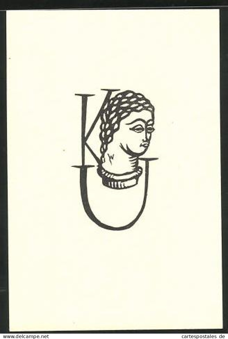 Exlibris Initialen KU & Büste  - Bookplates