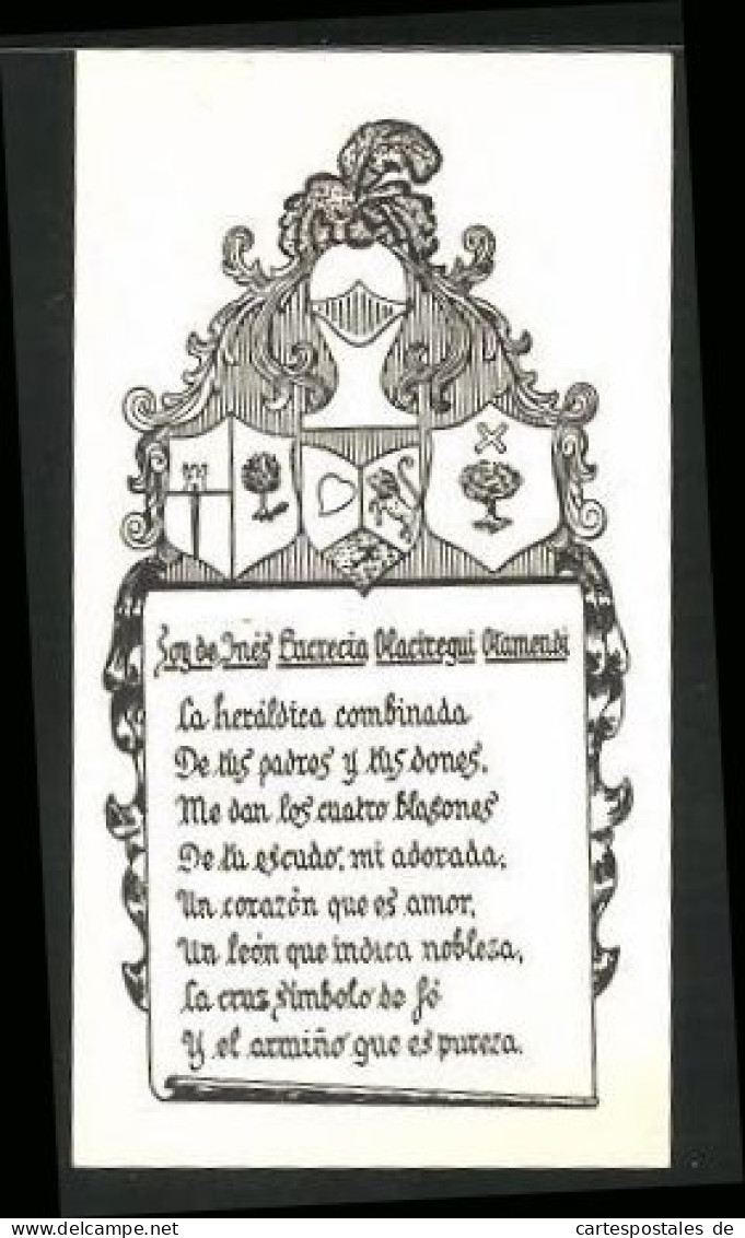 Exlibris Olaciregui, Buenos Aires, Wappen Mit Ritterhelm  - Ex-libris