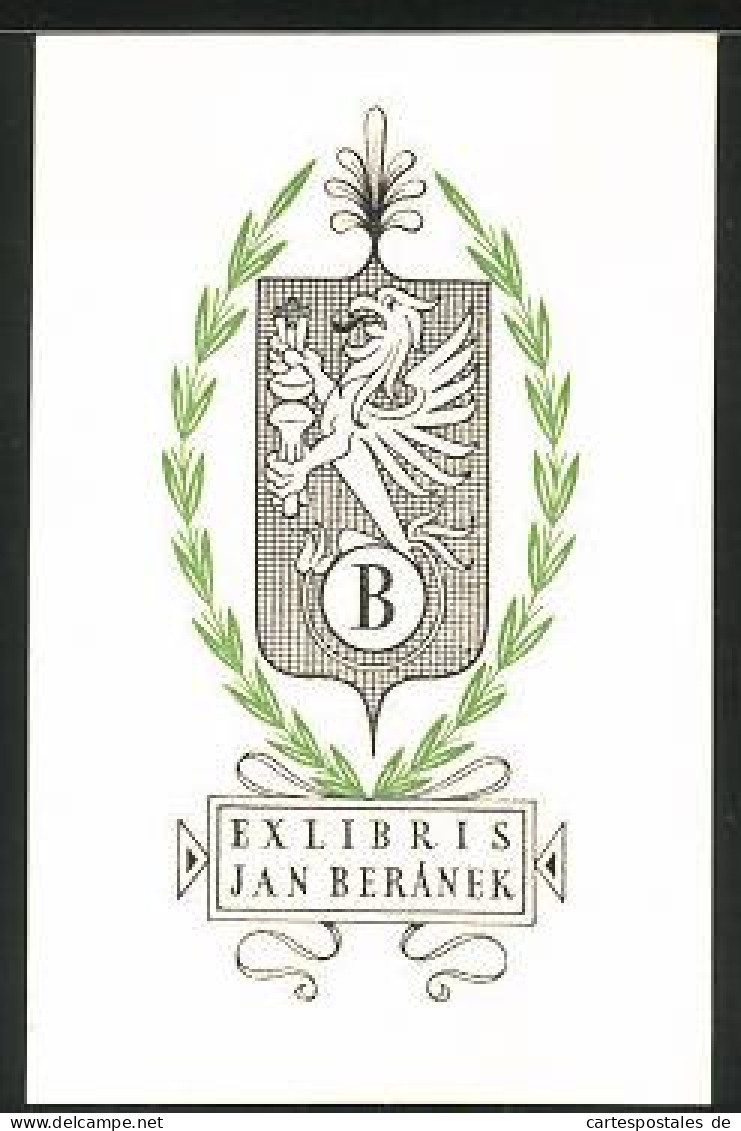 Exlibris Jan Beránek, Greif Mit Wappen  - Bookplates