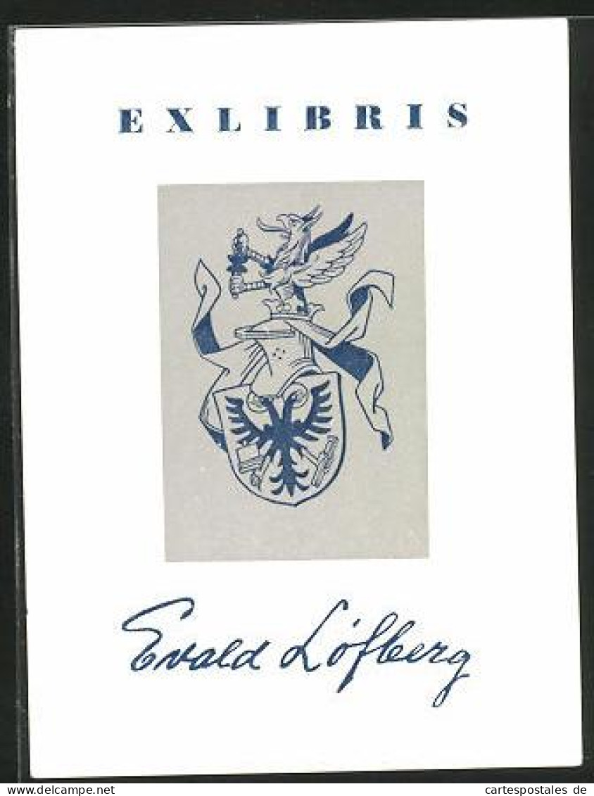 Exlibris Ewald Löfleeng, Wappen Mit Greif  - Exlibris