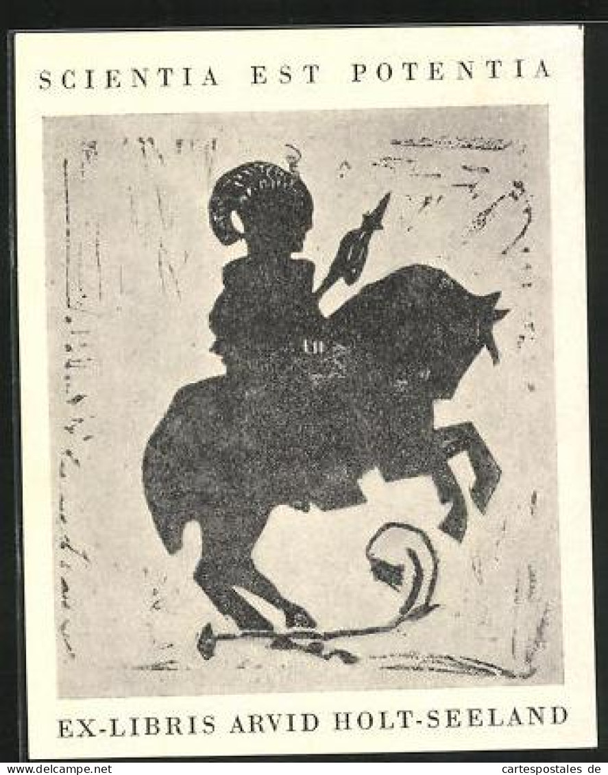 Exlibris Arvid Holt-Seeland, Ritter Zu Pferde  - Bookplates