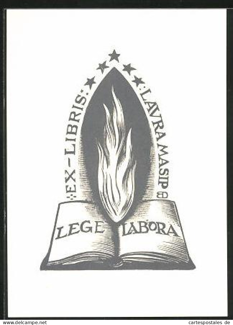 Exlibris Lavra Masip, Flammendes Buch  - Exlibris