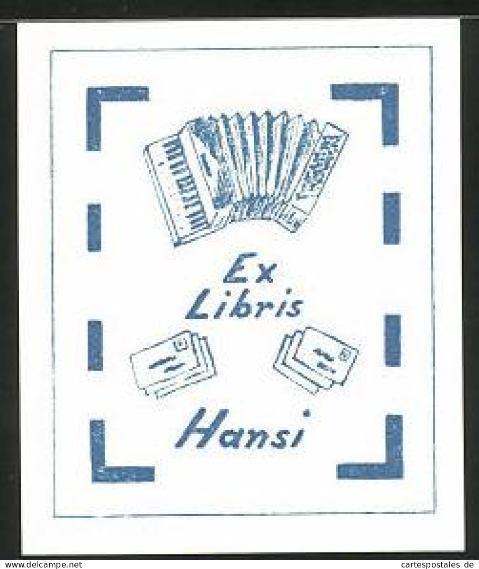 Exlibris Hansi, Akkordeon, Briefe  - Bookplates