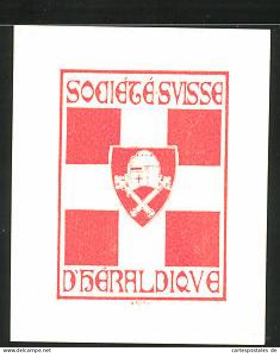 Exlibris Societe Suisse, D`Héraldique, Wappen Mit Ritterhelm  - Bookplates