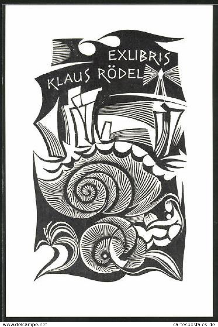 Exlibris Klaus Rödel, Leuchtturm Mit Abstraktem Bild  - Ex-libris