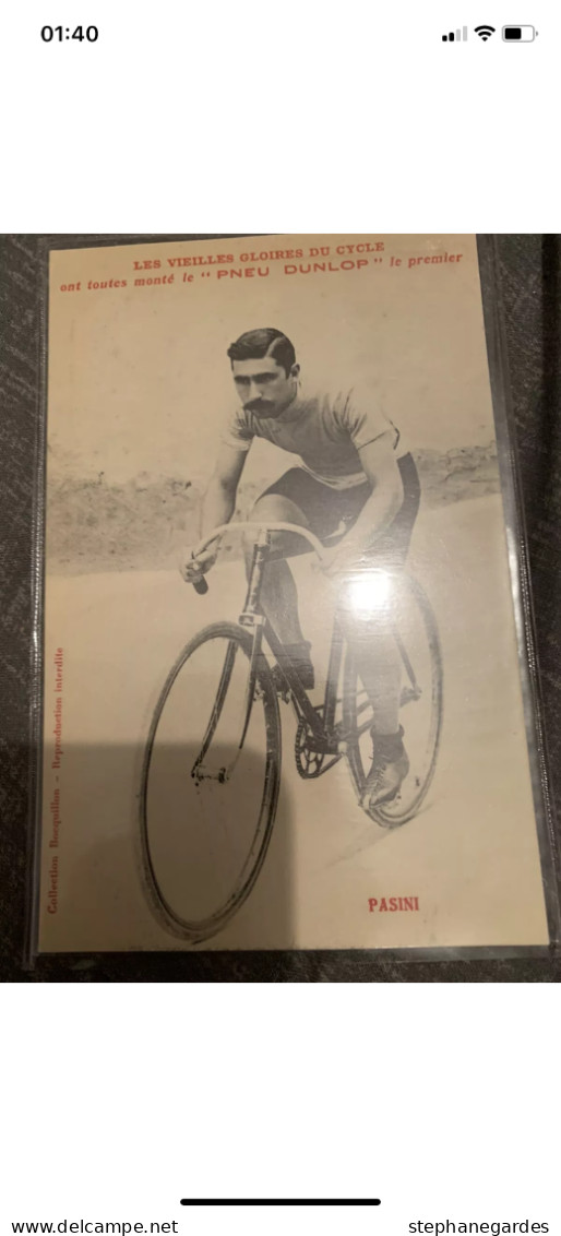 Ancienne Carte Postale Dunlop  Vieilles Gloire Cyclisme PASINI Année 1900/1910 - Wielrennen